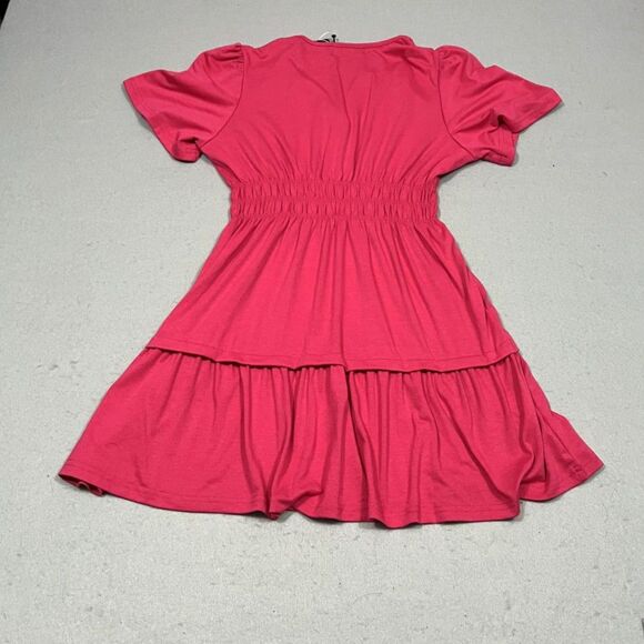 NWT Luxveer Fuchsia Midi Dress Ruffles Short Sleeve Casual Dressy Size M - Picture 4 of 4